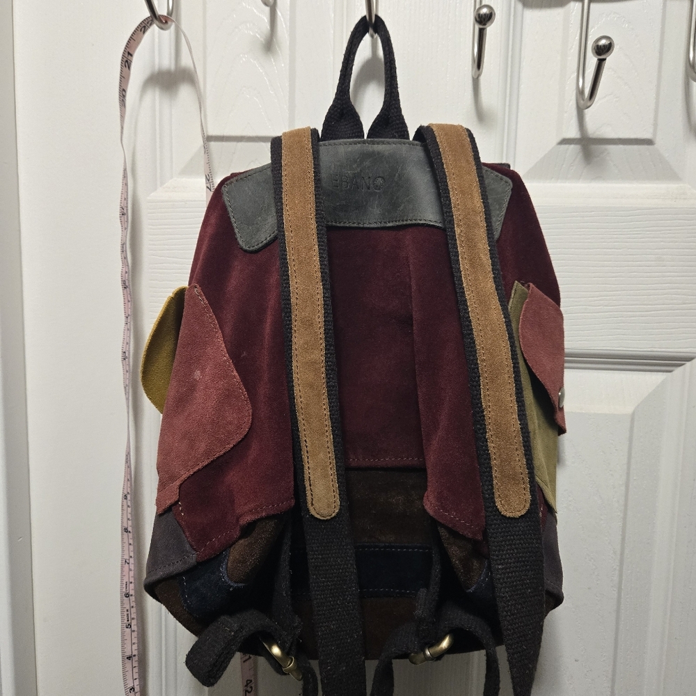 Suede leather patchwork multicolour backpack bag - image 5
